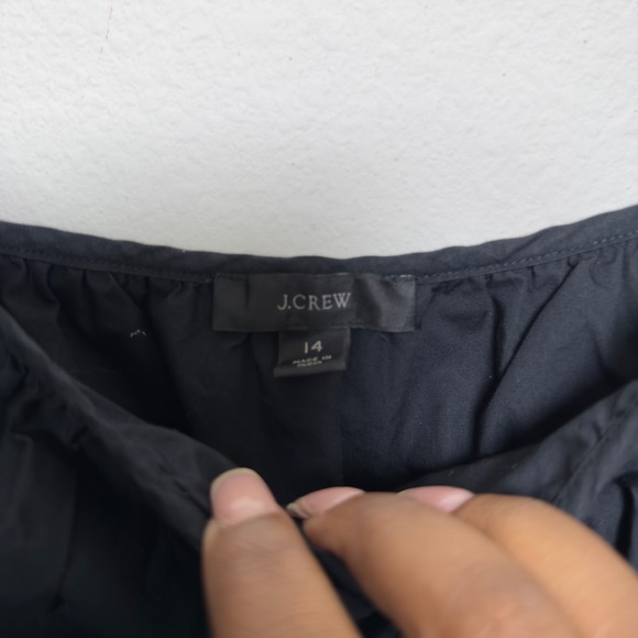 J. Crew Women Milkmaid Whimsigoth Dress 14 Black Poplin Cinched Waist Mini - Picture 4 of 13